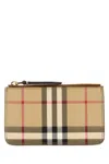 Burberry Beige Card Case With Check Motif In Eco Leather Woman