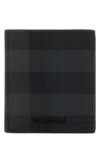 Burberry Leather Cardholder With Printed Check Pattern In Black