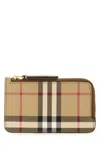 Burberry Beige Card Case With Check Motif In Eco Leather Woman