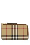 Burberry Beige Card Case With Check Motif In Eco Leather Woman In Brown