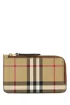 Burberry Beige Card Case With Check Motif In Eco Leather Woman In Brown