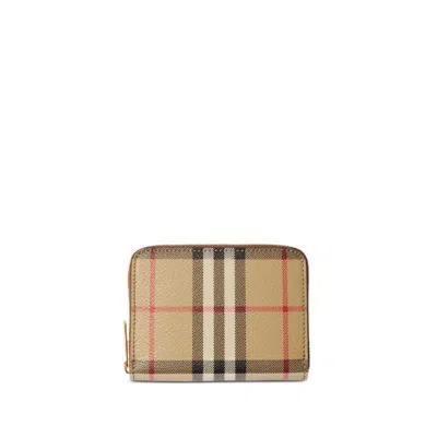 Burberry Small Vintage Check Wallet In Brown