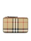 Burberry Check Pattern Card Holder In Beige