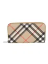Burberry Check Zip-around Wallet In Beige