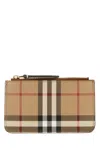 Burberry Check Pattern Card Holder In Brown