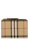 Burberry Beige Check Zip Card Holder In Brown