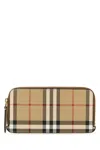 Burberry Check E-canvas Zip Around Wallet In Multicolor