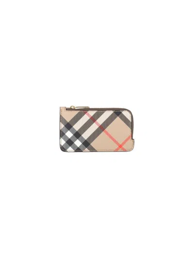 Burberry Check Zip Card Case In Printed