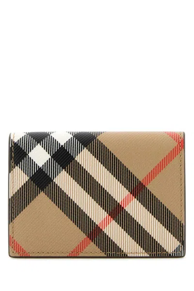 Burberry Checkered Pattern Compact Foldable Card Holder In Neutral