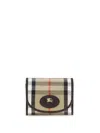 Burberry Compact Wallet With Leather Inserts In Check Pattern In Neutral