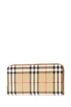 Burberry Checked Zipped Leather Wallet In Vintchckbrirbrown