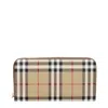 Burberry Compact Wallet With Zip In Beige Polyurethane Tartan Pattern