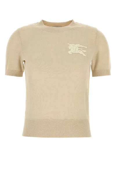 Burberry Wool Blend Crew Neck Short Sleeve Sweater In Neutral