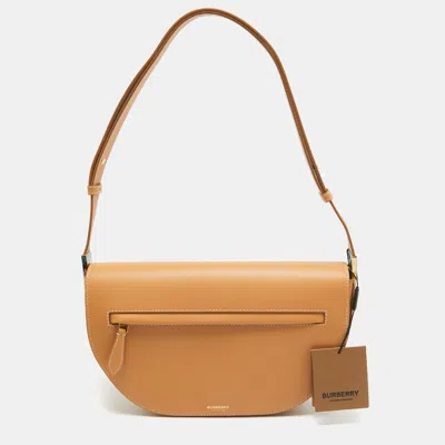 Pre-owned Burberry Warm Sand Leather Medium Olympia Shoulder Bag In Beige