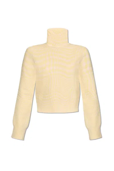 Burberry Warped Houndstooth Jacquard High-neck Jumper In Cameo Ip Pattern