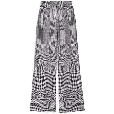 BURBERRY BURBERRY WARPED HOUNDSTOOTH JACQUARD WOOL-BLEND TROUSERS