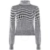 Burberry Turtleneck Stretch Wool Sweater With Houndstooth Pattern In Silver
