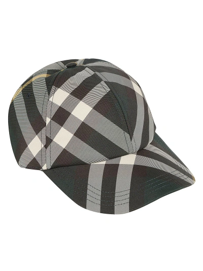 Burberry Washed Check Cap In Ivy