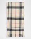 Burberry Washed Giant Check Cashmere Scarf In Stone