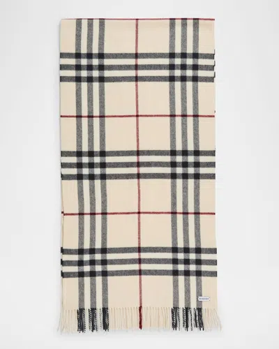 Burberry Washed Giant Check Cashmere Scarf In Stone