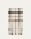 Burberry Giant Check Washed Cashmere Scarf In Stone