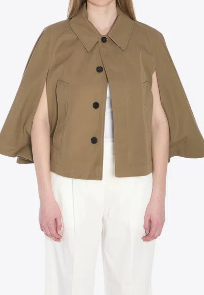 Burberry Water-repellent Button-up Cape In Green