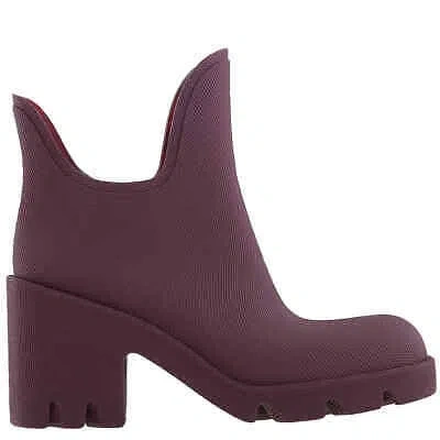 Pre-owned Burberry Water-resistant Pebbled Rubber Boots In Purple