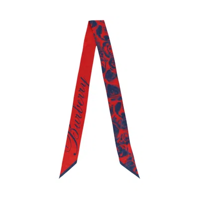 Pre-owned Burberry Water Rose Silk Scarf 'red/blue' | Women's Size Onesize