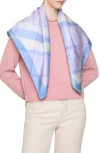 Burberry Watercolor Check Ekd Silk Twill Square Scarf In Blue