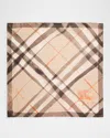 Burberry Equestrian Knight Design Watercolor Check Silk Square Scarf In Birch