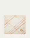 Burberry Watercolor Check-print Silk Scarf In Shell