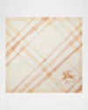 Burberry Watercolor Check-print Silk Scarf In Shell