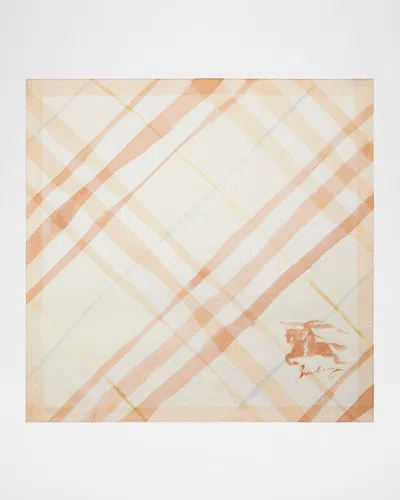 BURBERRY WATERCOLOR CHECK-PRINT SILK SCARF