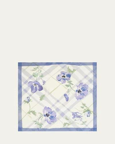 Burberry Watercolor Check Silk Scarf In Blue