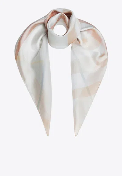 Burberry Watercolor-effect Check Silk Scarf