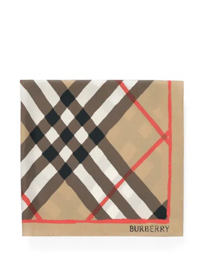 Burberry Silk Watercolour Check Scarf In Neutral