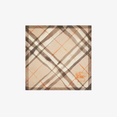 Burberry Watercolour Check Silk Scarf In Birch
