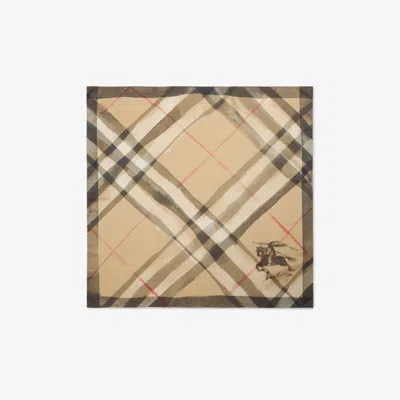 Burberry Check Ekd Silk Twill Square Scarf In Brown