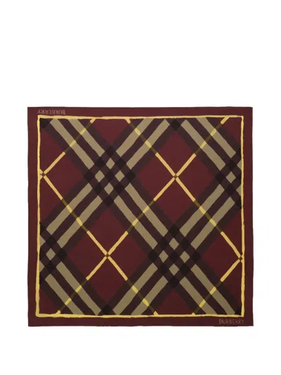 Burberry Watercolour Check Silk Scarf In Brown