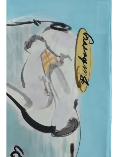Burberry Watercolour Silk Scarf In Blue