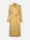 Burberry 'waterloo' Beige Cotton Blend Trench Coat In Brown
