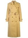 Burberry 'waterloo' Beige Cotton Blend Trench Coat In Brown