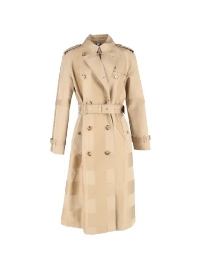 Pre-owned Burberry Waterloo Checked Trench Coat In Neutral