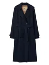 Burberry Kensington Belted Cashmere-wool Double-breasted Trench Coat In Blue