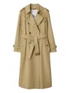 Burberry Waterloo Beige Double-breasted Trench Coat With Classic Collar And Belt Closure In Cotton Woman In Brown