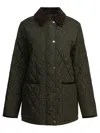 Burberry Quilted Jacket With Corduroy Collar And Pockets In Gray