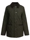 Burberry Quilted Jacket With Corduroy Collar And Pockets In Gray