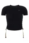 Burberry Black T Shirt With Check Pattern Detail In Multi