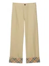 Burberry Classic Straight-leg Pants With Distinctive Check Cuffs In Neutral