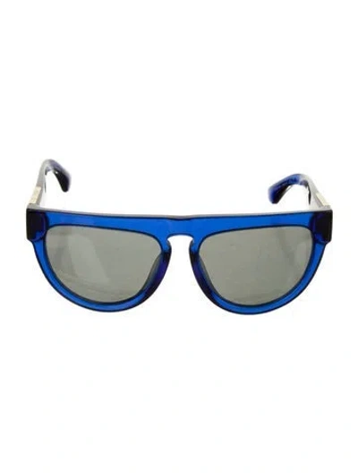 Pre-owned Burberry Wayfarer Mirrored Sunglasses In Blue